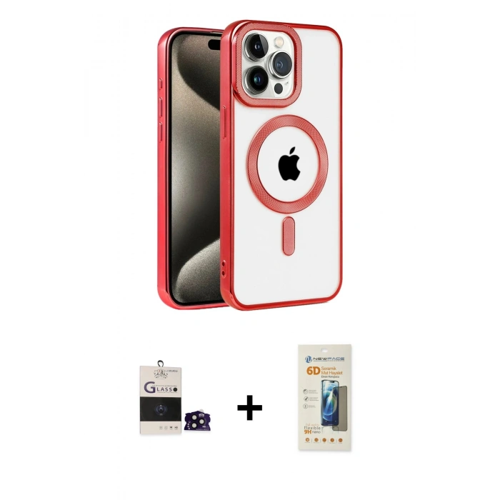 MARSİLYAN™- iPhone 14 Pro Max Kılıf Eksen Form Koleksiyonu - Siyah 6D Mat Seramik Hayalet Nano Ekran Koruyucu + Bilvis Titan Kamera Lens - SH