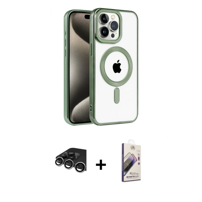 MARSİLYAN™- iPhone 14 Pro Max Kılıf Eksen Form Koleksiyonu - Siyah Bilvis 3D Mat Cam Ekran Koruyucu + Raze Metal Kamera Lens - GS