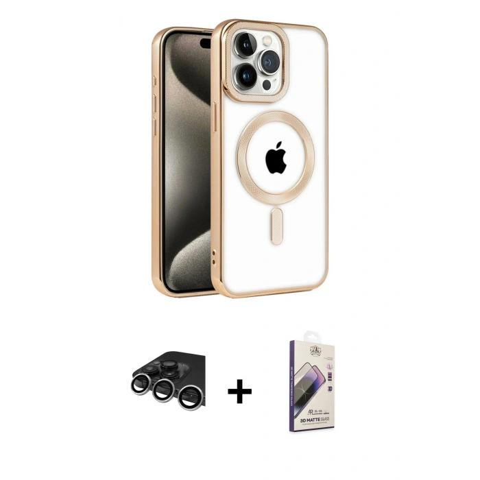 MARSİLYAN™- iPhone 14 Pro Max Kılıf Eksen Form Koleksiyonu - Siyah Bilvis 3D Mat Cam Ekran Koruyucu + Raze Metal Kamera Lens - GS