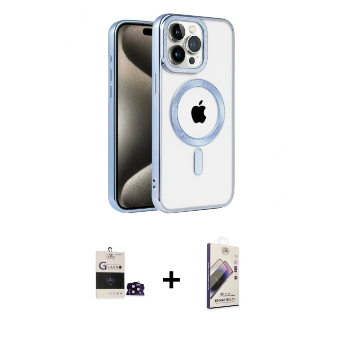 MARSİLYAN™- iPhone 14 Pro Max Kılıf Eksen Form Koleksiyonu - Siyah Bilvis 3D Mat Cam Ekran Koruyucu + Bilvis Titan Kamera Lens - SH