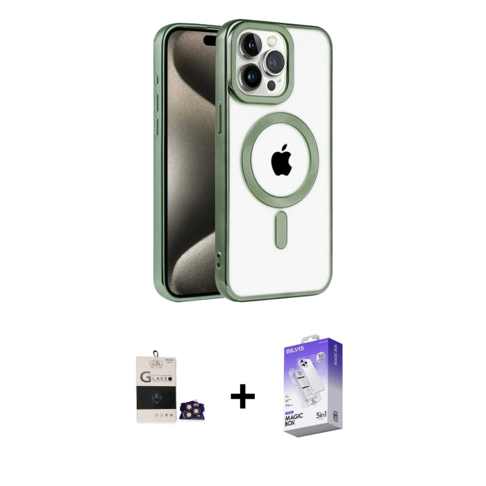 MARSİLYAN™- iPhone 14 Pro Max Kılıf Eksen Form Koleksiyonu - Siyah Bilvis 5in1 3D Magic Cam Ekran Koruyucu + Bilvis Titan Kamera Lens - GD