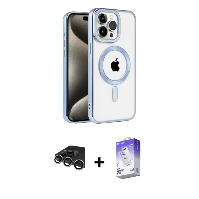 MARSİLYAN™- iPhone 14 Pro Max Kılıf Eksen Form Koleksiyonu - Siyah Bilvis 5in1 3D Magic Cam Ekran Koruyucu + Raze Metal Kamera Lens - GS