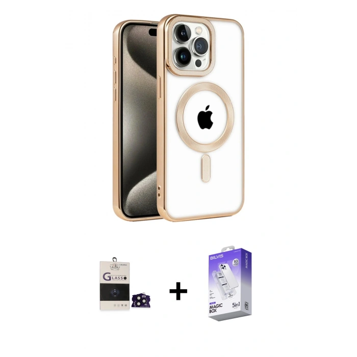 MARSİLYAN™- iPhone 14 Pro Max Kılıf Eksen Form Koleksiyonu - Siyah Bilvis 5in1 3D Magic Cam Ekran Koruyucu + Siyah Bilvis Titan Kamera Lens