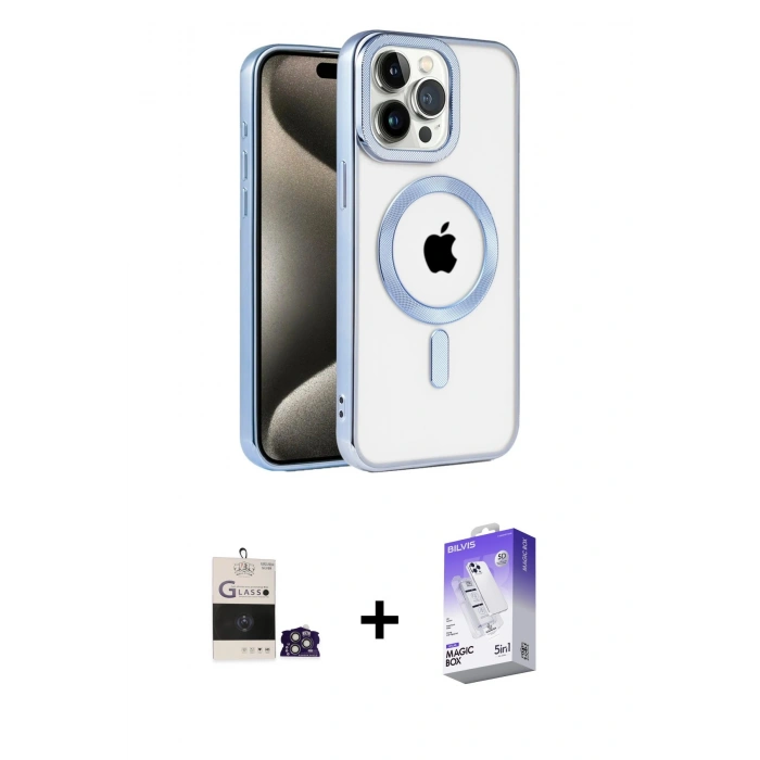 MARSİLYAN™- iPhone 14 Pro Max Kılıf Eksen Form Koleksiyonu - Siyah Bilvis 5in1 3D Magic Cam Ekran Koruyucu + Bilvis Titan Kamera Lens - GS