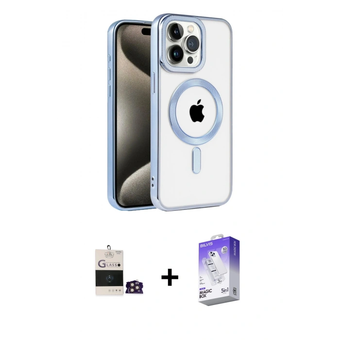 MARSİLYAN™- iPhone 14 Pro Max Kılıf Eksen Form Koleksiyonu - Siyah Bilvis 5in1 3D Magic Cam Ekran Koruyucu + Bilvis Titan Kamera Lens - GD
