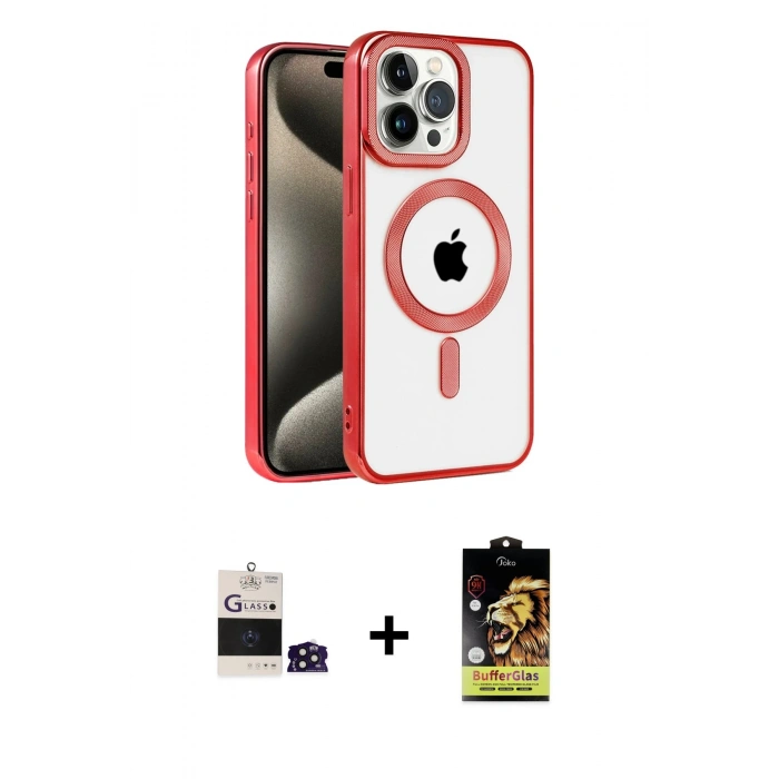 MARSİLYAN™- iPhone 14 Pro Max Kılıf Eksen Form Koleksiyonu - Siyah Buffer Cam Ekran Koruyucu + Bilvis Titan Kamera Lens - DNMR