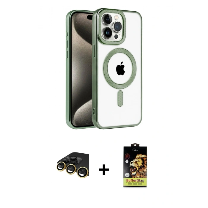 MARSİLYAN™- iPhone 14 Pro Max Kılıf Eksen Form Koleksiyonu - Siyah Buffer Cam Ekran Koruyucu + Raze Metal Kamera Lens - GD