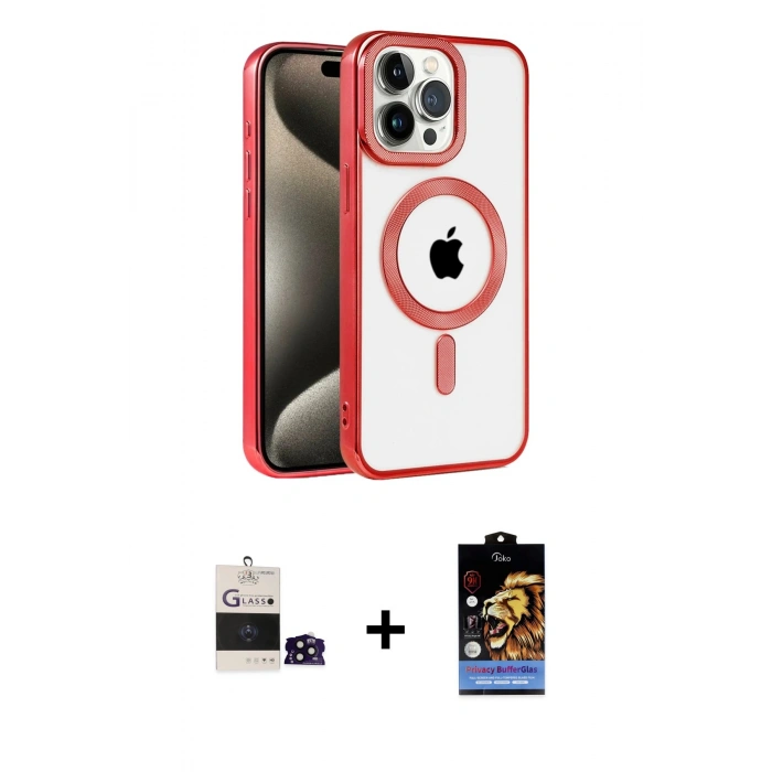 MARSİLYAN™- iPhone 14 Pro Max Kılıf Eksen Form Koleksiyonu - Siyah Buffer Hayalet Cam Ekran Koruyucu + Bilvis Titan Kamera Lens - SH