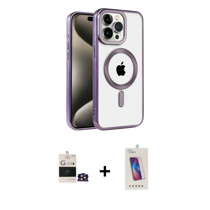 MARSİLYAN™- iPhone 14 Pro Max Kılıf Eksen Form Koleksiyonu - Siyah Joko 5D Cam + Bilvis Titan Kamera Lens - GD