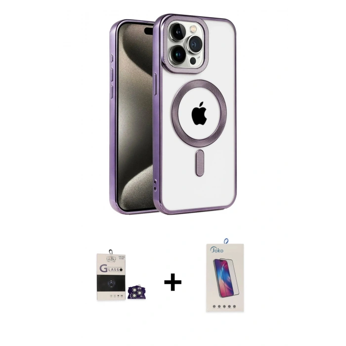 MARSİLYAN™- iPhone 14 Pro Max Kılıf Eksen Form Koleksiyonu - Siyah Joko 5D Cam + Bilvis Titan Kamera Lens - GS