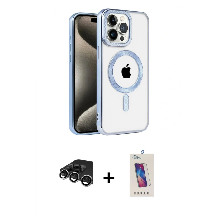MARSİLYAN™- iPhone 14 Pro Max Kılıf Eksen Form Koleksiyonu - Siyah Joko 5D Cam + Raze Metal Kamera Lens - GS