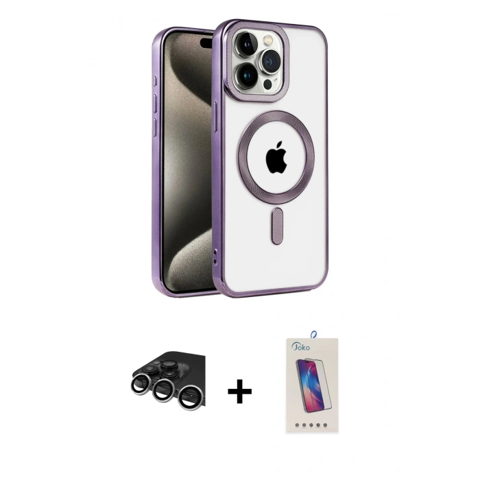 MARSİLYAN™- iPhone 14 Pro Max Kılıf Eksen Form Koleksiyonu - Siyah Joko 5D Cam + Raze Metal Kamera Lens - GS