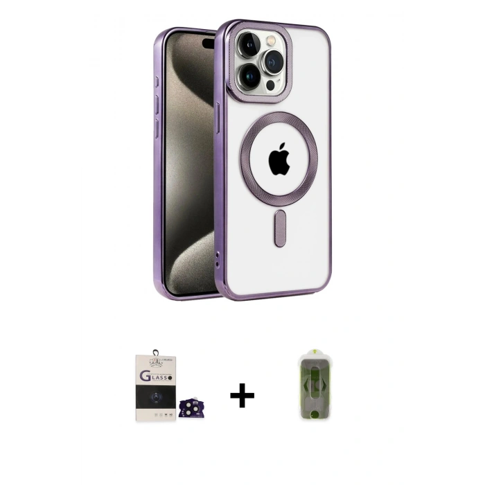 MARSİLYAN™- iPhone 14 Pro Max Kılıf Eksen Form Koleksiyonu - Siyah Joko Magic 5D Hayalet Cam + Bilvis Titan Kamera Lens - SH