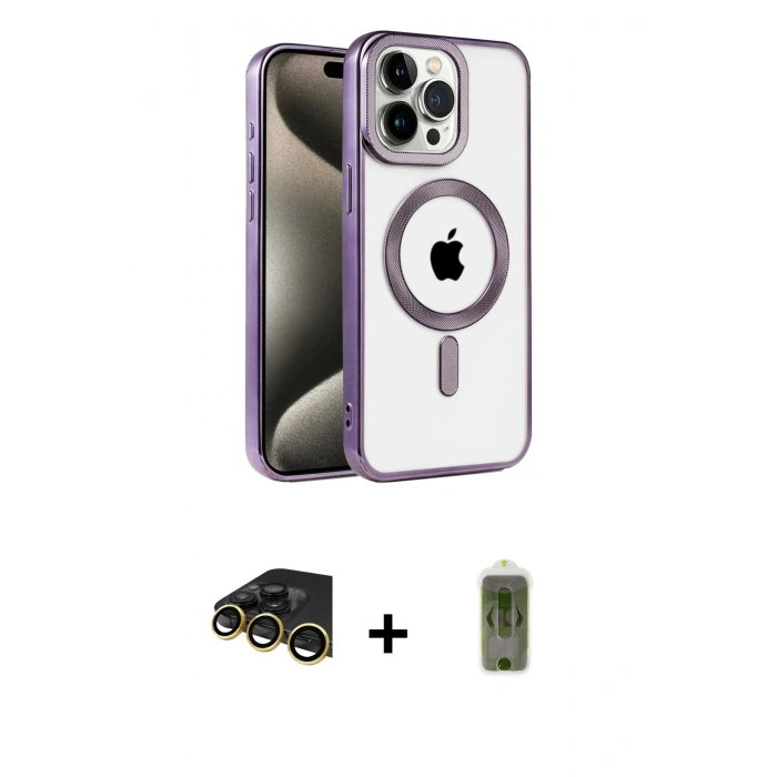 MARSİLYAN™- iPhone 14 Pro Max Kılıf Eksen Form Koleksiyonu - Siyah Joko Magic 5D Hayalet Cam + Raze Metal Kamera Lens - GD