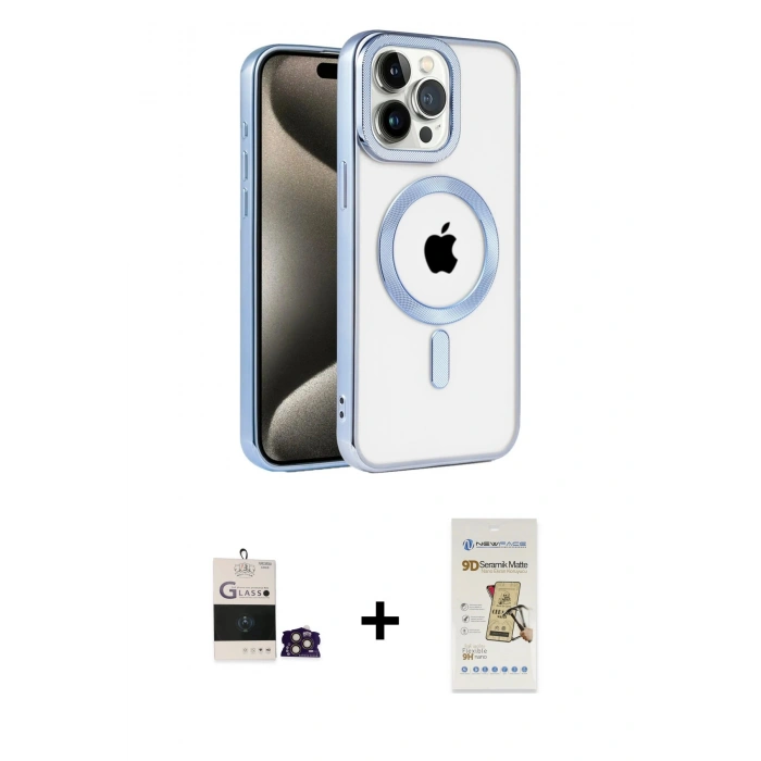 MARSİLYAN™- iPhone 14 Pro Max Kılıf Eksen Form Koleksiyonu - Siyah Mat Seramik Nano Ekran Koruyucu + Bilvis Titan Kamera Lens - GD