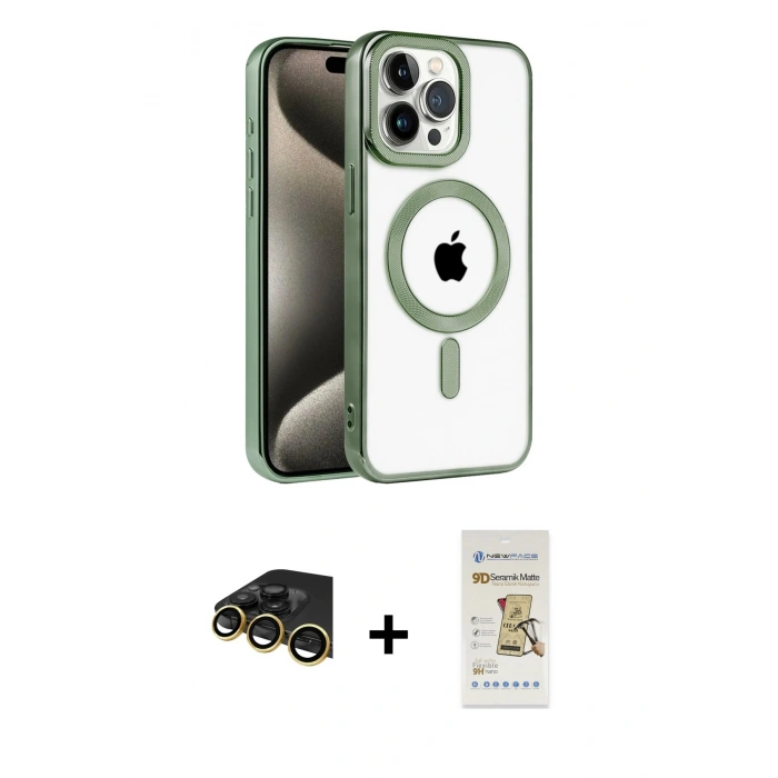 MARSİLYAN™- iPhone 14 Pro Max Kılıf Eksen Form Koleksiyonu - Siyah Mat Seramik Nano Ekran Koruyucu + Raze Metal Kamera Lens - GD