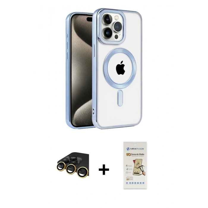 MARSİLYAN™- iPhone 14 Pro Max Kılıf Eksen Form Koleksiyonu - Siyah Mat Seramik Nano Ekran Koruyucu + Raze Metal Kamera Lens - GD
