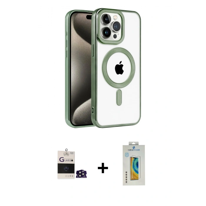 MARSİLYAN™- iPhone 14 Pro Max Kılıf Eksen Form Koleksiyonu - Siyah Polymer Nano Ekran Koruyucu + Derin Mor Bilvis Titan Kamera Lens