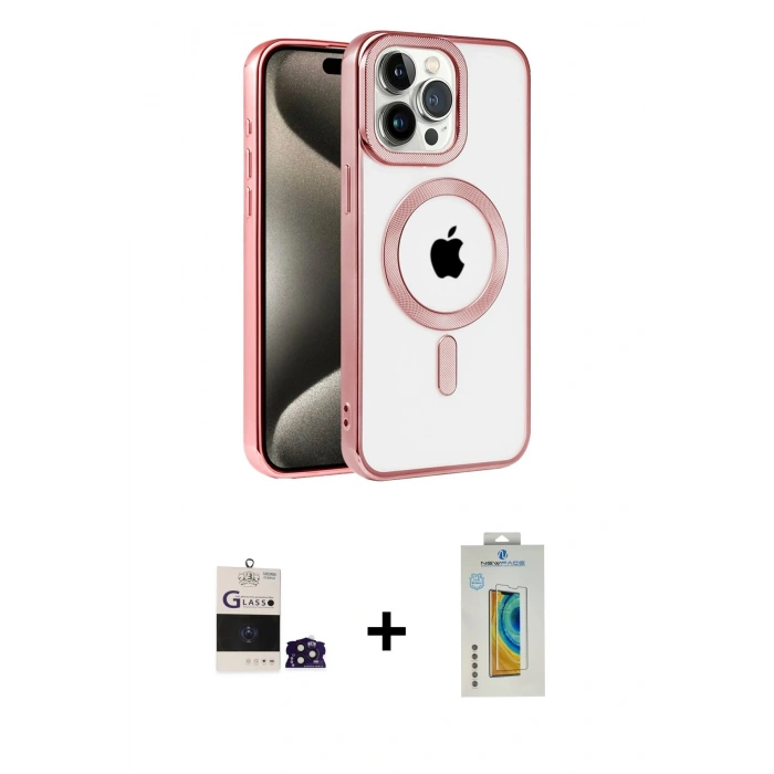 MARSİLYAN™- iPhone 14 Pro Max Kılıf Eksen Form Koleksiyonu - Siyah Polymer Nano Ekran Koruyucu + Derin Mor Bilvis Titan Kamera Lens
