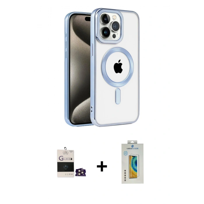 MARSİLYAN™- iPhone 14 Pro Max Kılıf Eksen Form Koleksiyonu - Siyah Polymer Nano Ekran Koruyucu + Bilvis Titan Kamera Lens - GD