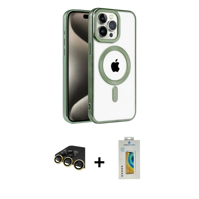 MARSİLYAN™- iPhone 14 Pro Max Kılıf Eksen Form Koleksiyonu - Siyah Polymer Nano Ekran Koruyucu + Raze Metal Kamera Lens - GD
