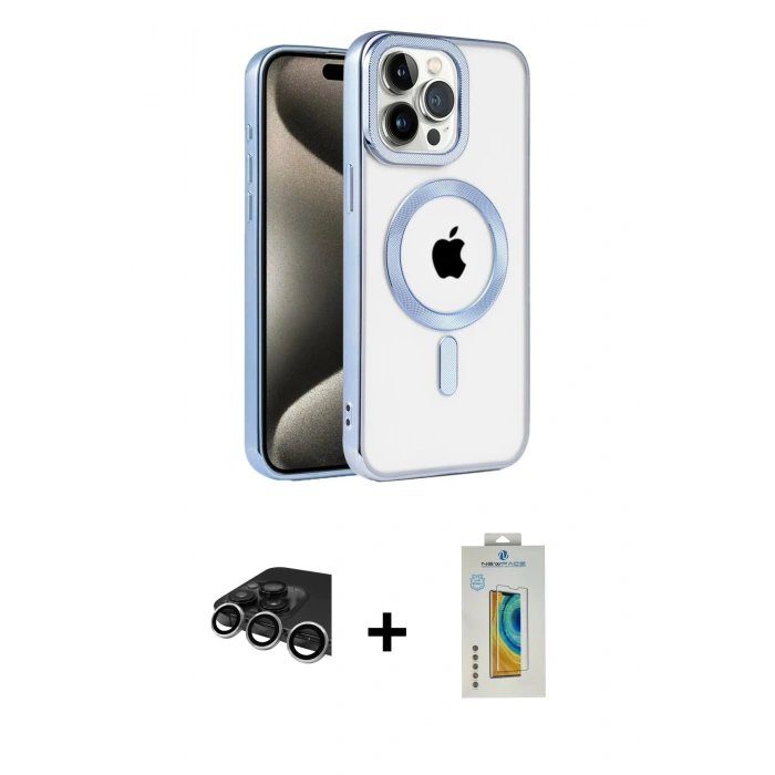 MARSİLYAN™- iPhone 14 Pro Max Kılıf Eksen Form Koleksiyonu - Siyah Polymer Nano Ekran Koruyucu + Raze Metal Kamera Lens - GS