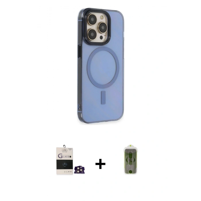 MARSİLYAN™- iPhone 14 Pro Max Kılıf Eksen Işık Prime - Siyah Joko Magic 5D Hayalet Cam + Bilvis Titan Kamera Lens - GD