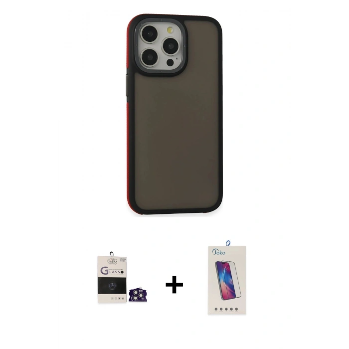 MARSİLYAN™- iPhone 14 Pro Max Kılıf Eksen Işık - Siyah Joko 5D Cam + Bilvis Titan Kamera Lens - GS