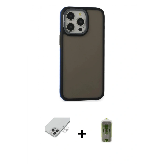 MARSİLYAN™- iPhone 14 Pro Max Kılıf Eksen Işık - Siyah Joko Magic 5D Hayalet Cam + Band Metal Kamera Lens - GS