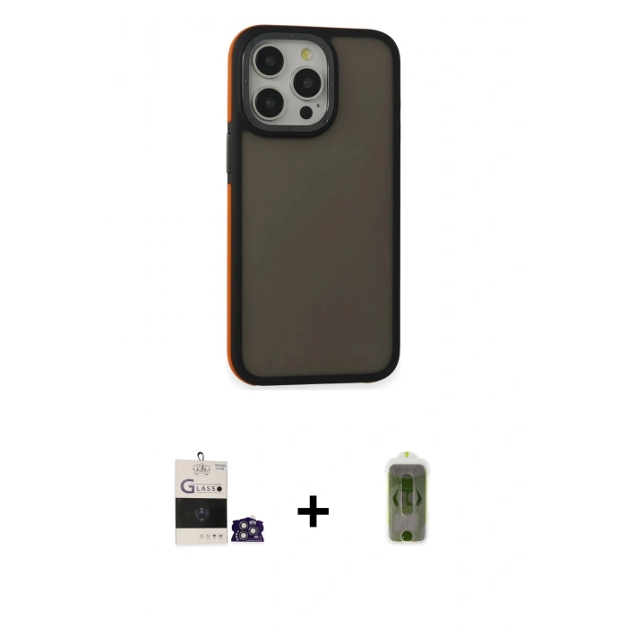 MARSİLYAN™- iPhone 14 Pro Max Kılıf Eksen Işık - Siyah Joko Magic 5D Hayalet Cam + Bilvis Titan Kamera Lens - GS