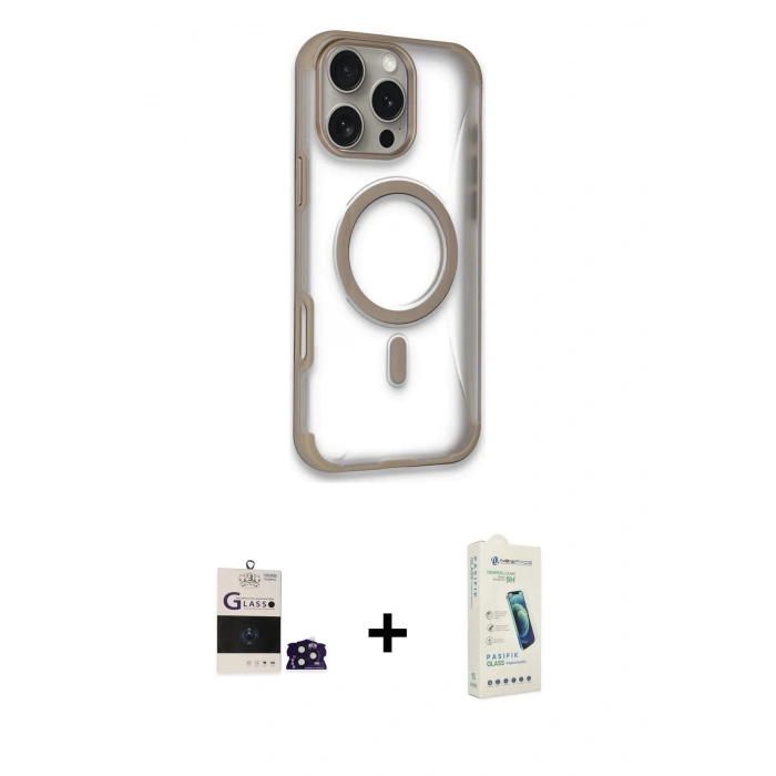 MARSİLYAN™- iPhone 14 Pro Max Kılıf Eksen Klasik Koleksiyonu - Şeffaf Pasifik Cam Ekran Koruyucu + Bilvis Titan Kamera Lens - DNMR
