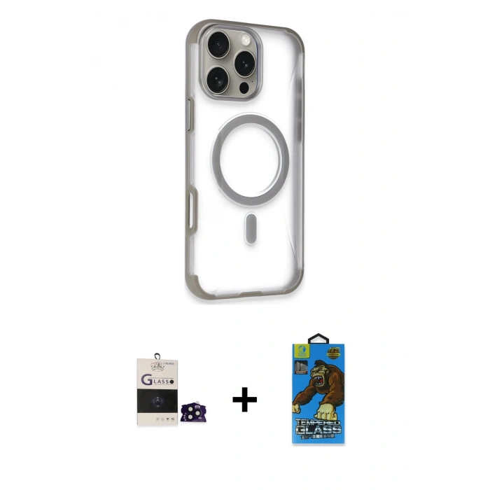 MARSİLYAN™- iPhone 14 Pro Max Kılıf Eksen Klasik Koleksiyonu - Siyah 18D Cam Ekran Koruyucu + Bilvis Titan Kamera Lens - SH
