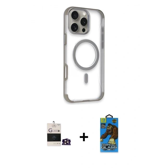 MARSİLYAN™- iPhone 14 Pro Max Kılıf Eksen Klasik Koleksiyonu - Siyah 18D Cam Ekran Koruyucu + Bilvis Titan Kamera Lens - GD