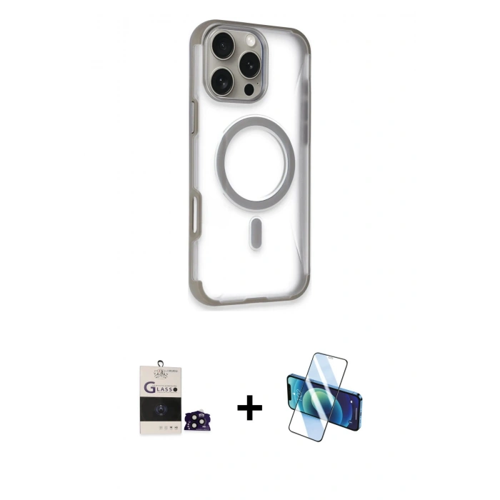 MARSİLYAN™- iPhone 14 Pro Max Kılıf Eksen Klasik Koleksiyonu - Siyah 3D Antistatik Cam Ekran Koruyucu + Bilvis Titan Kamera Lens - SH