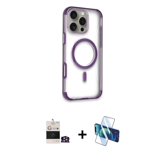 MARSİLYAN™- iPhone 14 Pro Max Kılıf Eksen Klasik Koleksiyonu - Siyah 3D Antistatik Cam Ekran Koruyucu + Bilvis Titan Kamera Lens - GD