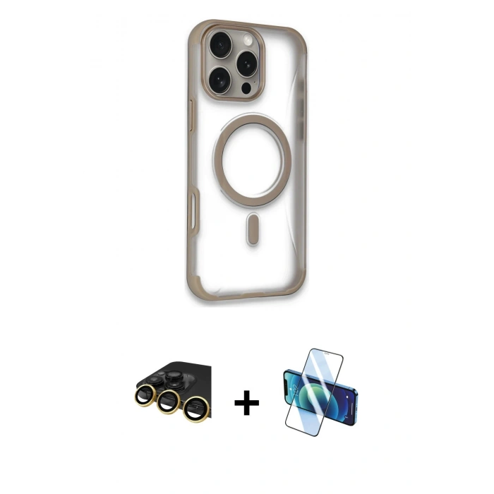 MARSİLYAN™- iPhone 14 Pro Max Kılıf Eksen Klasik Koleksiyonu - Siyah 3D Antistatik Cam Ekran Koruyucu + Raze Metal Kamera Lens - GD
