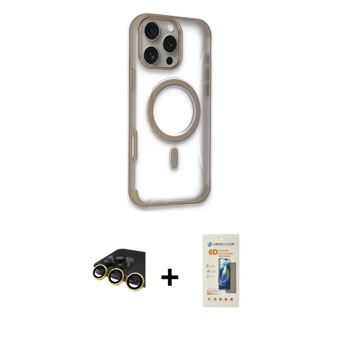 MARSİLYAN™- iPhone 14 Pro Max Kılıf Eksen Klasik Koleksiyonu - Siyah 6D Mat Seramik Hayalet Nano Ekran Koruyucu + Raze Metal Kamera Lens - GD