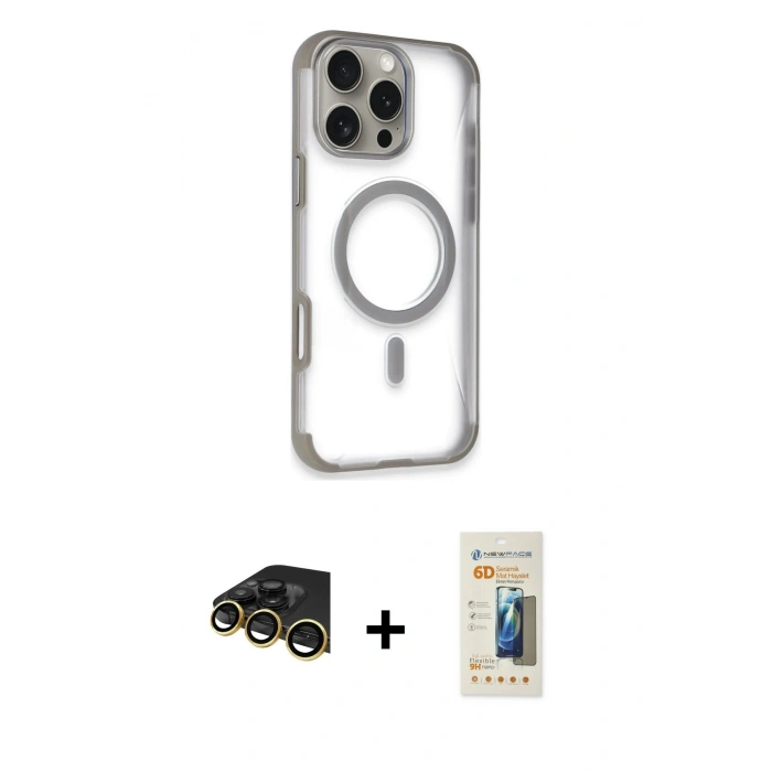 MARSİLYAN™- iPhone 14 Pro Max Kılıf Eksen Klasik Koleksiyonu - Siyah 6D Mat Seramik Hayalet Nano Ekran Koruyucu + Raze Metal Kamera Lens - GD