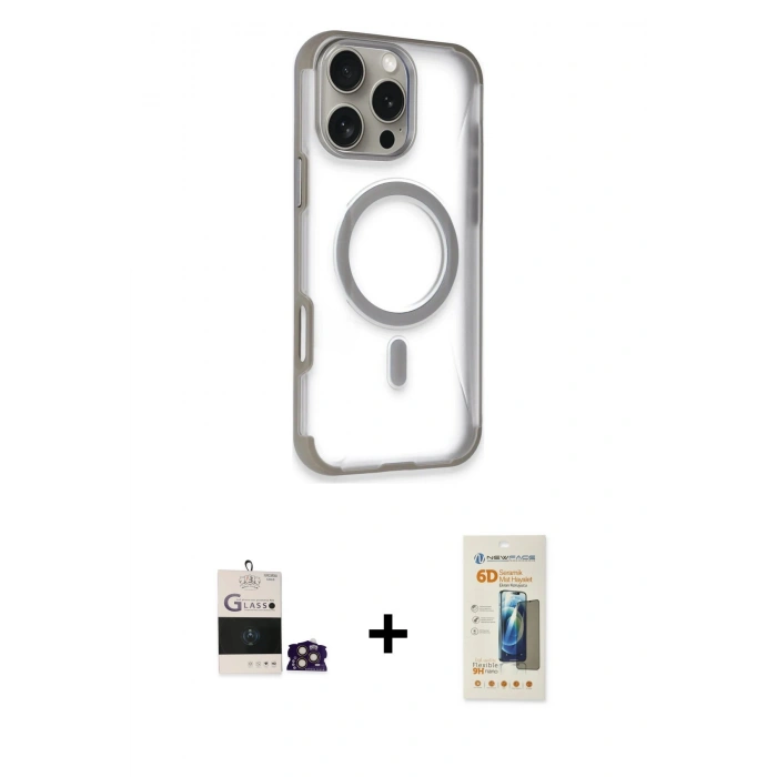 MARSİLYAN™- iPhone 14 Pro Max Kılıf Eksen Klasik Koleksiyonu - Siyah 6D Mat Seramik Hayalet Nano Ekran Koruyucu + Bilvis Titan Kamera Lens - GD