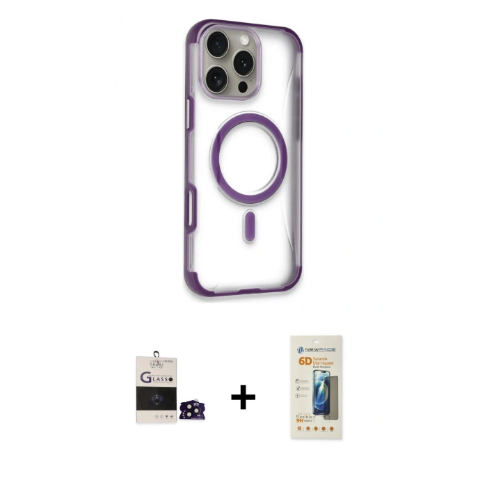 MARSİLYAN™- iPhone 14 Pro Max Kılıf Eksen Klasik Koleksiyonu - Siyah 6D Mat Seramik Hayalet Nano Ekran Koruyucu + Bilvis Titan Kamera Lens - SH