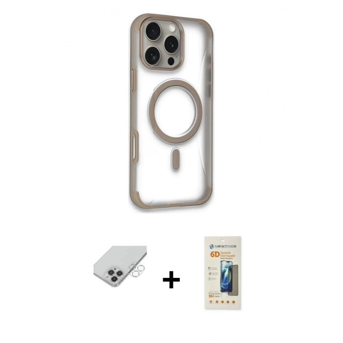 MARSİLYAN™- iPhone 14 Pro Max Kılıf Eksen Klasik Koleksiyonu - Siyah 6D Mat Seramik Hayalet Nano Ekran Koruyucu + Band Metal Kamera Lens - GS