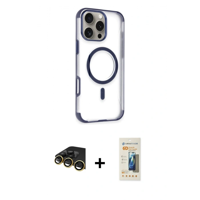 MARSİLYAN™- iPhone 14 Pro Max Kılıf Eksen Klasik Koleksiyonu - Siyah 6D Mat Seramik Hayalet Nano Ekran Koruyucu + Raze Metal Kamera Lens - GD