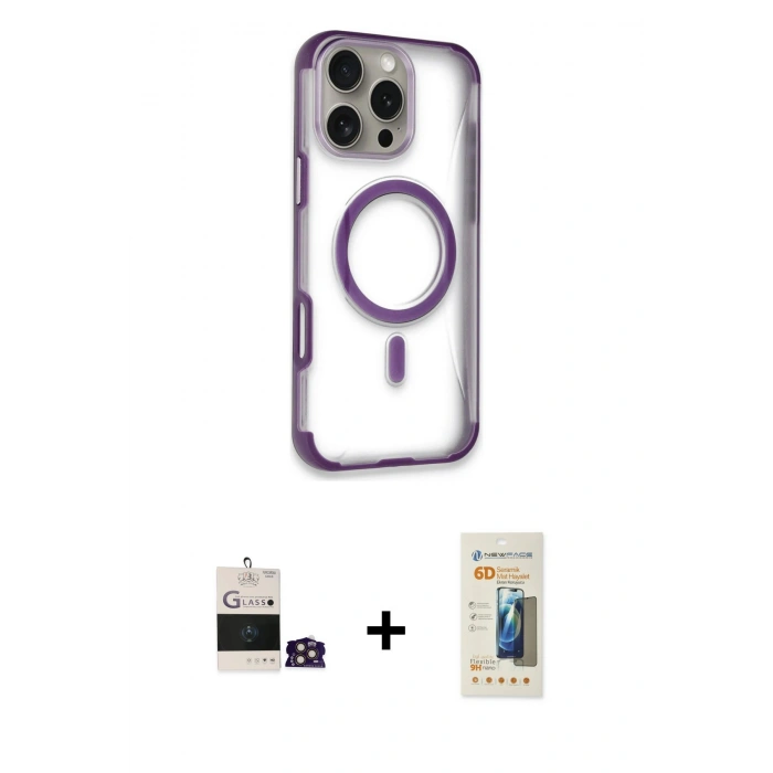 MARSİLYAN™- iPhone 14 Pro Max Kılıf Eksen Klasik Koleksiyonu - Siyah 6D Mat Seramik Hayalet Nano Ekran Koruyucu + Bilvis Titan Kamera Lens - GD