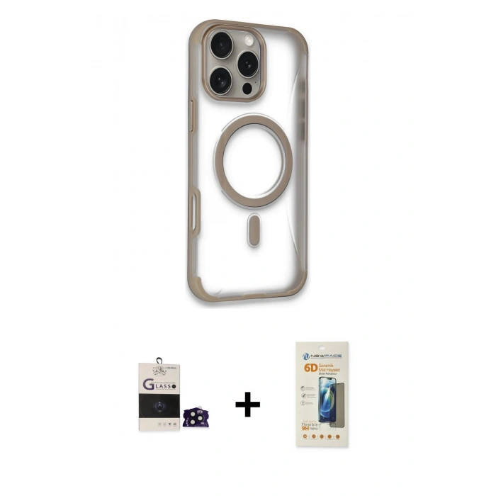 MARSİLYAN™- iPhone 14 Pro Max Kılıf Eksen Klasik Koleksiyonu - Siyah 6D Mat Seramik Hayalet Nano Ekran Koruyucu + Bilvis Titan Kamera Lens - SH
