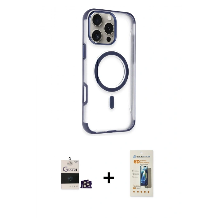 MARSİLYAN™- iPhone 14 Pro Max Kılıf Eksen Klasik Koleksiyonu - Siyah 6D Mat Seramik Hayalet Nano Ekran Koruyucu + Bilvis Titan Kamera Lens - GD