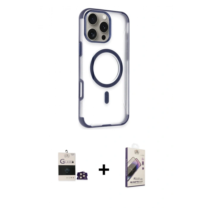 MARSİLYAN™- iPhone 14 Pro Max Kılıf Eksen Klasik Koleksiyonu - Siyah Bilvis 3D Mat Cam Ekran Koruyucu + Bilvis Titan Kamera Lens - GD