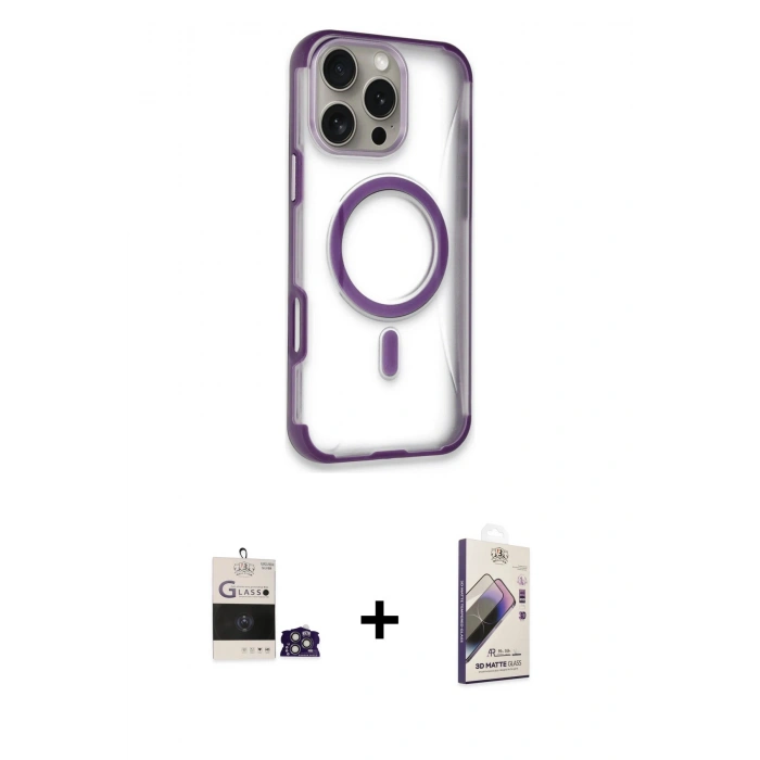 MARSİLYAN™- iPhone 14 Pro Max Kılıf Eksen Klasik Koleksiyonu - Siyah Bilvis 3D Mat Cam Ekran Koruyucu + Bilvis Titan Kamera Lens - GS