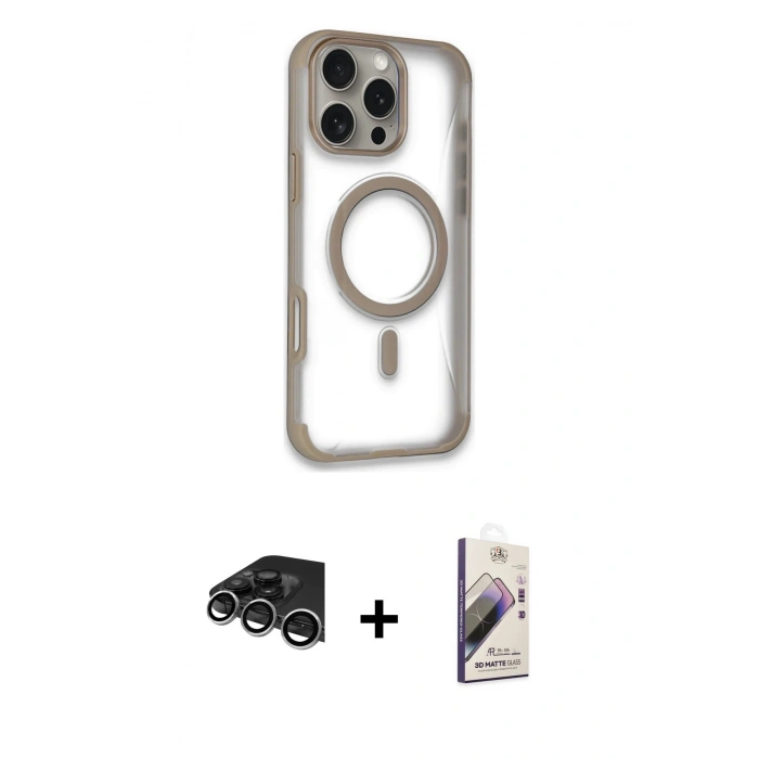 MARSİLYAN™- iPhone 14 Pro Max Kılıf Eksen Klasik Koleksiyonu - Siyah Bilvis 3D Mat Cam Ekran Koruyucu + Raze Metal Kamera Lens - GS