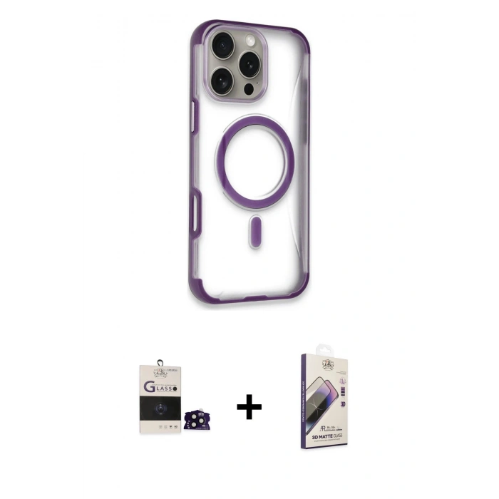 MARSİLYAN™- iPhone 14 Pro Max Kılıf Eksen Klasik Koleksiyonu - Siyah Bilvis 3D Mat Cam Ekran Koruyucu + Bilvis Titan Kamera Lens - SH