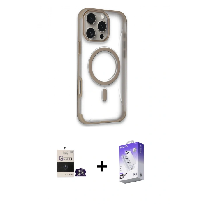 MARSİLYAN™- iPhone 14 Pro Max Kılıf Eksen Klasik Koleksiyonu - Siyah Bilvis 5in1 3D Magic Cam Ekran Koruyucu + Gümüş Bilvis Titan Kamera Lens